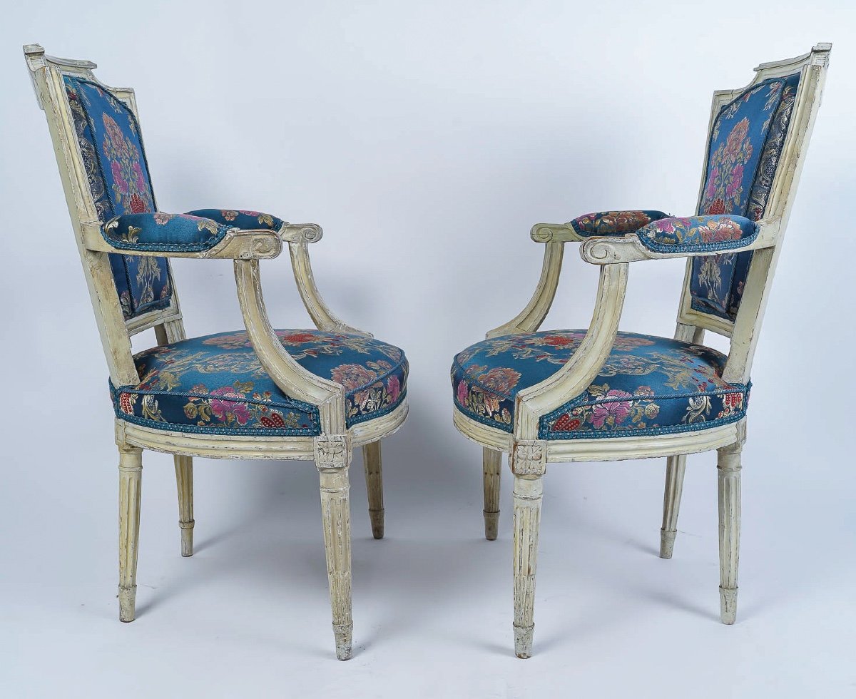 Set Of Four French Louis XVI Period Armchairs In Natural Lacquered Wood Circa 1780-photo-3