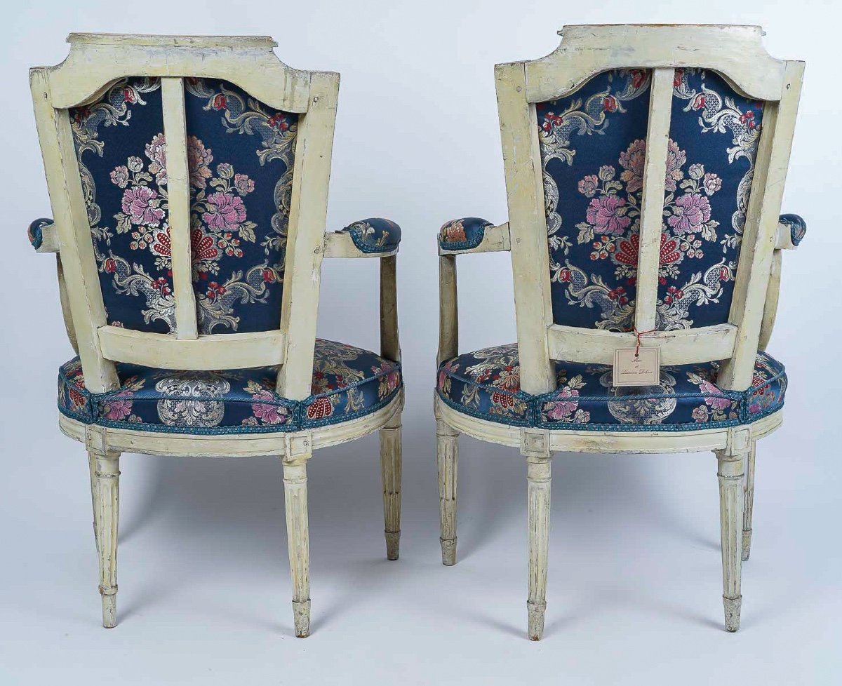 Set Of Four French Louis XVI Period Armchairs In Natural Lacquered Wood Circa 1780-photo-4