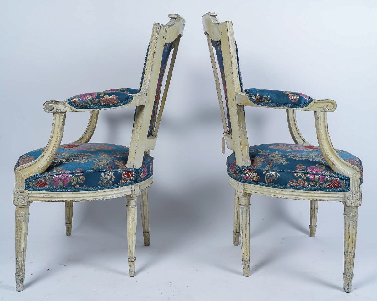 Set Of Four French Louis XVI Period Armchairs In Natural Lacquered Wood Circa 1780-photo-6