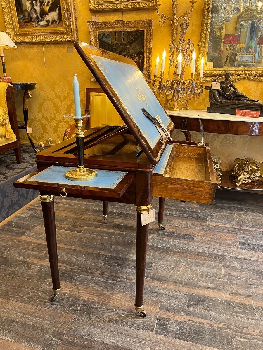 François Honoré Jacob (1770-1841) - Empire Period Mahogany Tronchin Table Circa 1810-photo-4