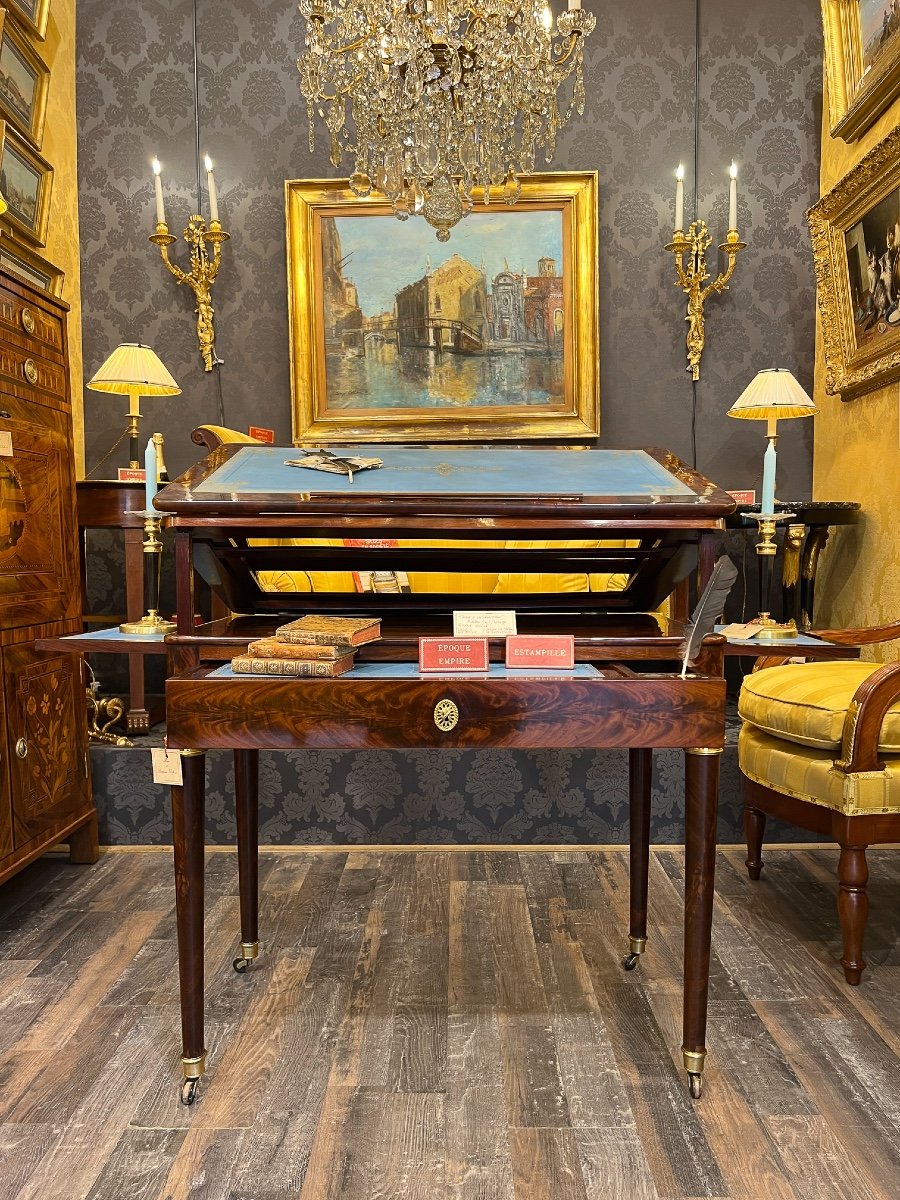 François Honoré Jacob (1770-1841) - Empire Period Mahogany Tronchin Table Circa 1810-photo-3