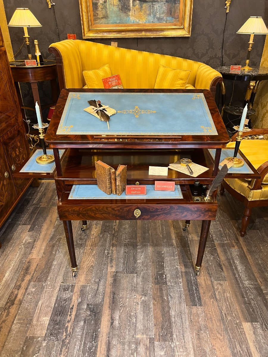 François Honoré Jacob (1770-1841) - Empire Period Mahogany Tronchin Table Circa 1810-photo-5