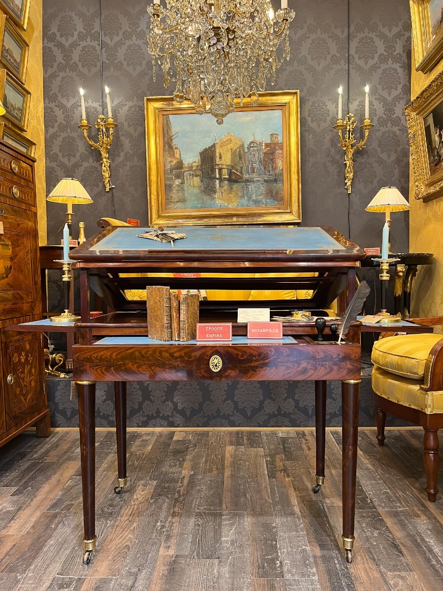 François Honoré Jacob (1770-1841) - Empire Period Mahogany Tronchin Table Circa 1810-photo-8