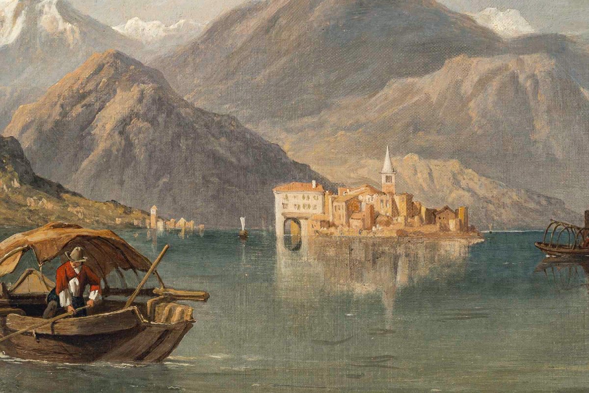 Georges Clarkson Stanfield View Of Lake Maggiore Oil On Canvas Circa 1865-1870-photo-1