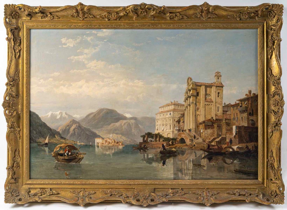 Georges Clarkson Stanfield View Of Lake Maggiore Oil On Canvas Circa 1865-1870-photo-6