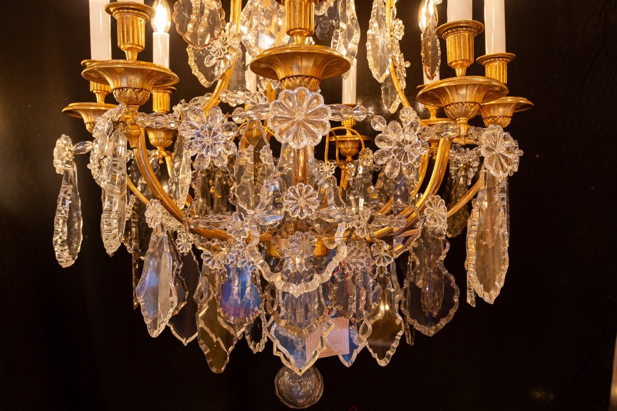 Maison Baguès Lustre De Style Louis XVI En Bronze Doré Et Cristal Taillé Vers 1920-photo-6