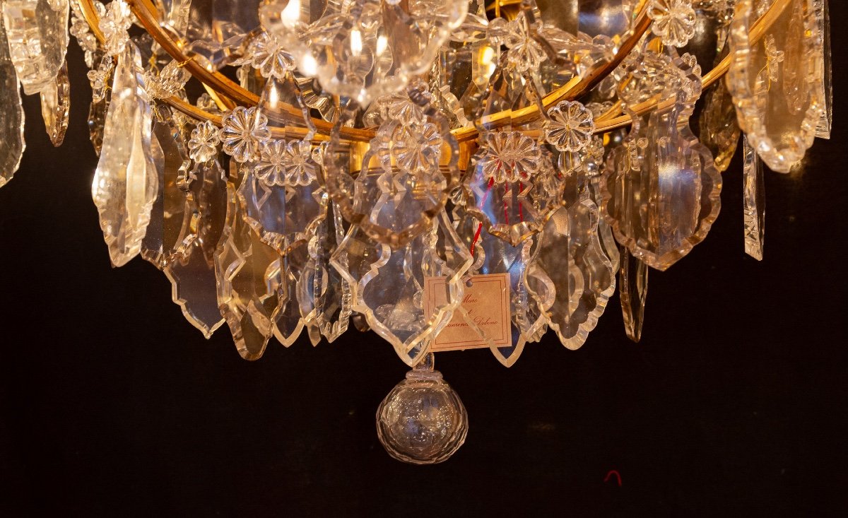 Maison Baguès Lustre De Style Louis XVI En Bronze Doré Et Cristal Taillé Vers 1920-photo-7