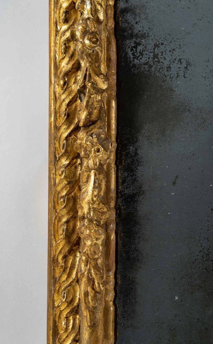 Carved And Gilded Wood Mirror, Italian Work From The Mid 18th Century Circa 1750-1760-photo-3