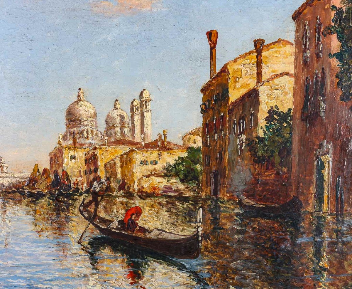 Charles Eugène Cousin (1807-1887) View Of The Basilica Of Santa Maria Della Salute Oil On Canvas-photo-2