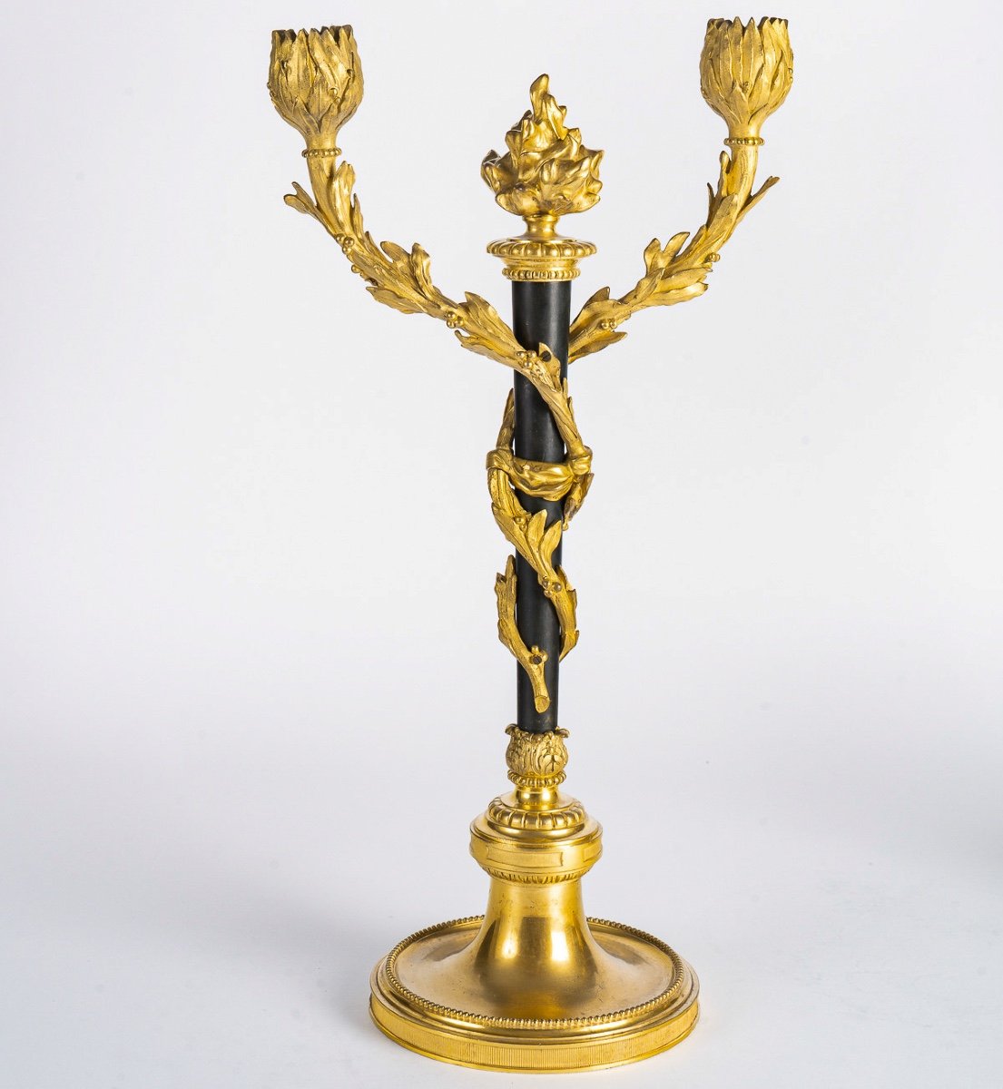 A Pair Of Louis XVI Style Ormolu And Patinated Bronze Candelabra Circa 1880-photo-3