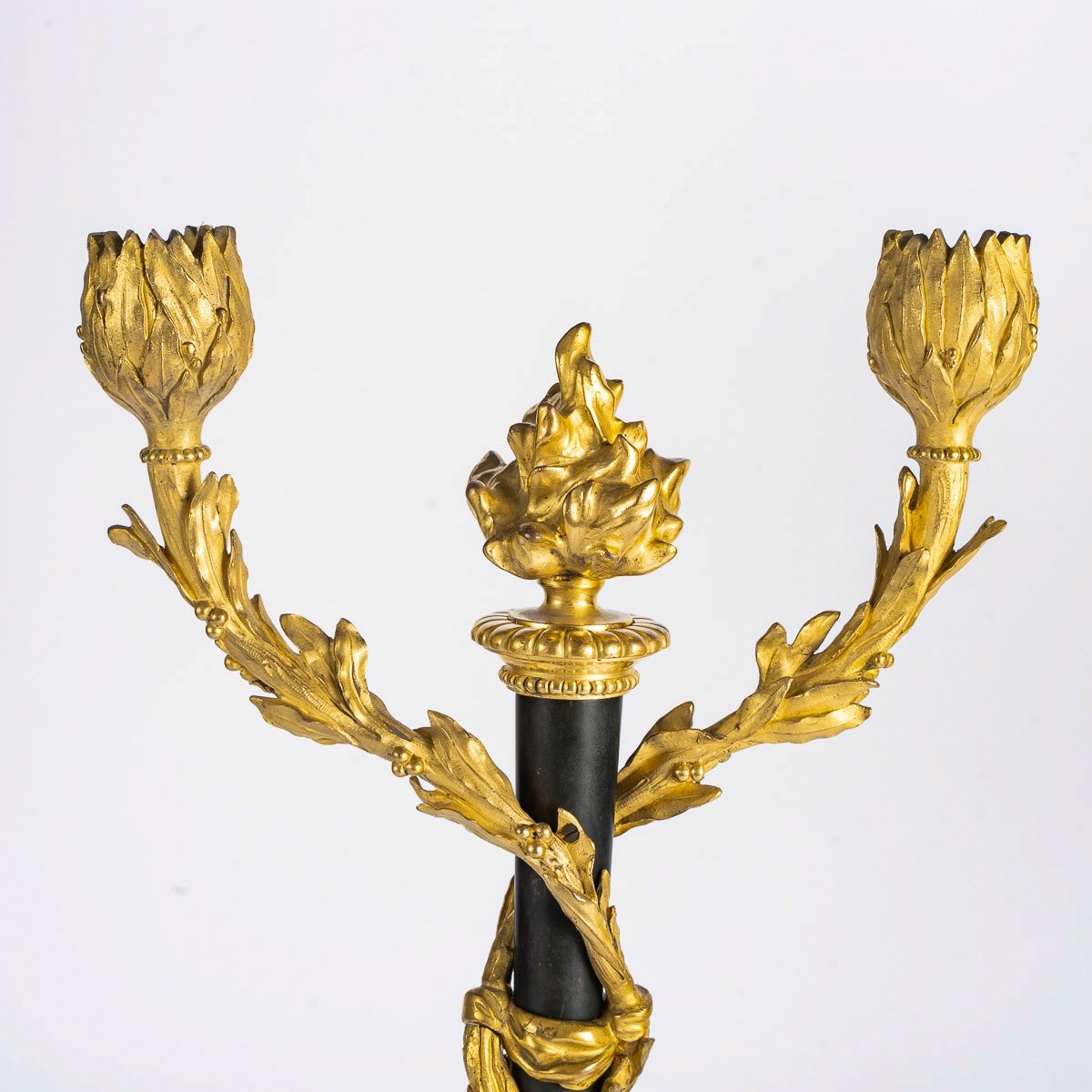 A Pair Of Louis XVI Style Ormolu And Patinated Bronze Candelabra Circa 1880-photo-4