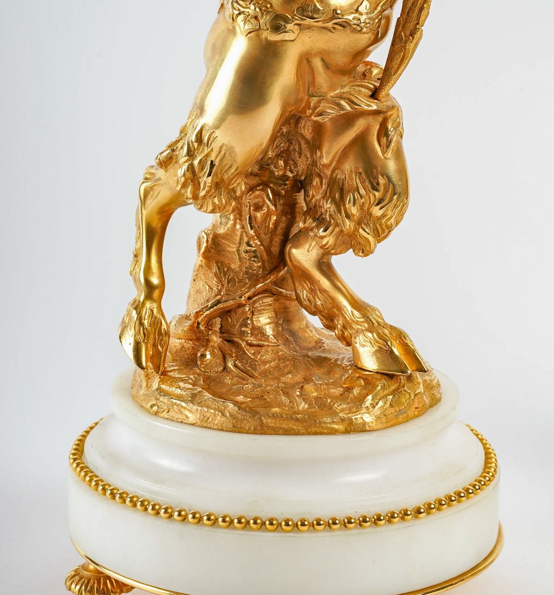 Paire De Candélabres En Bronze Doré Amour Et Faune D’après Clodion Et Delarue Vers 1850-1860-photo-3