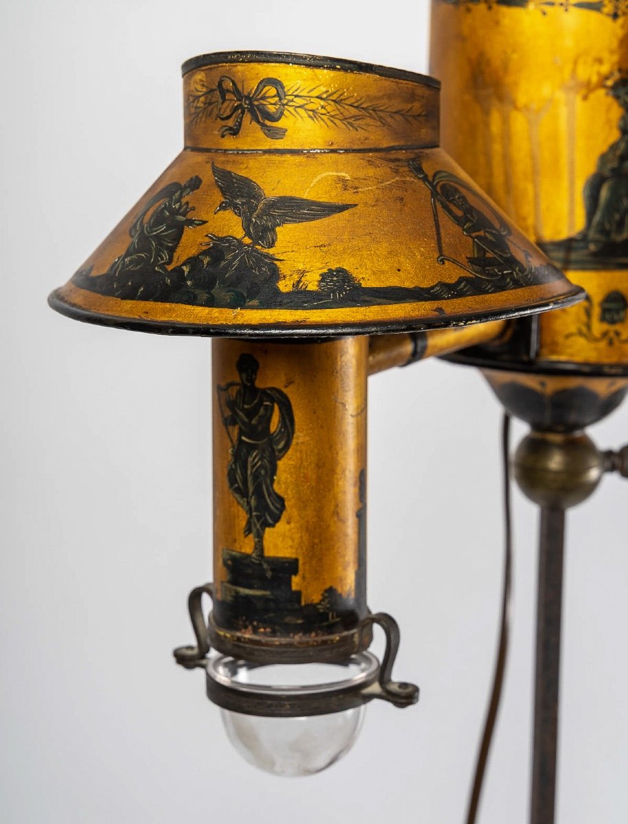 Lampe à Quinquet Montée Sur Piétement En Acajou époque Empire Vers 1810-photo-3