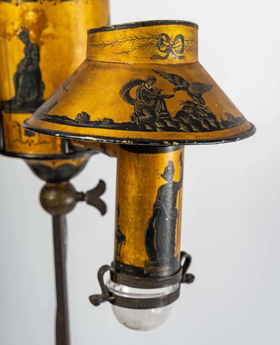 Lampe à Quinquet Montée Sur Piétement En Acajou époque Empire Vers 1810-photo-1