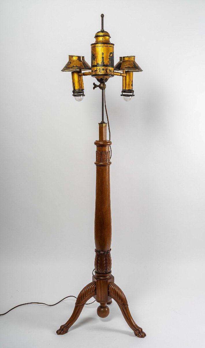 Lampe à Quinquet Montée Sur Piétement En Acajou époque Empire Vers 1810-photo-5