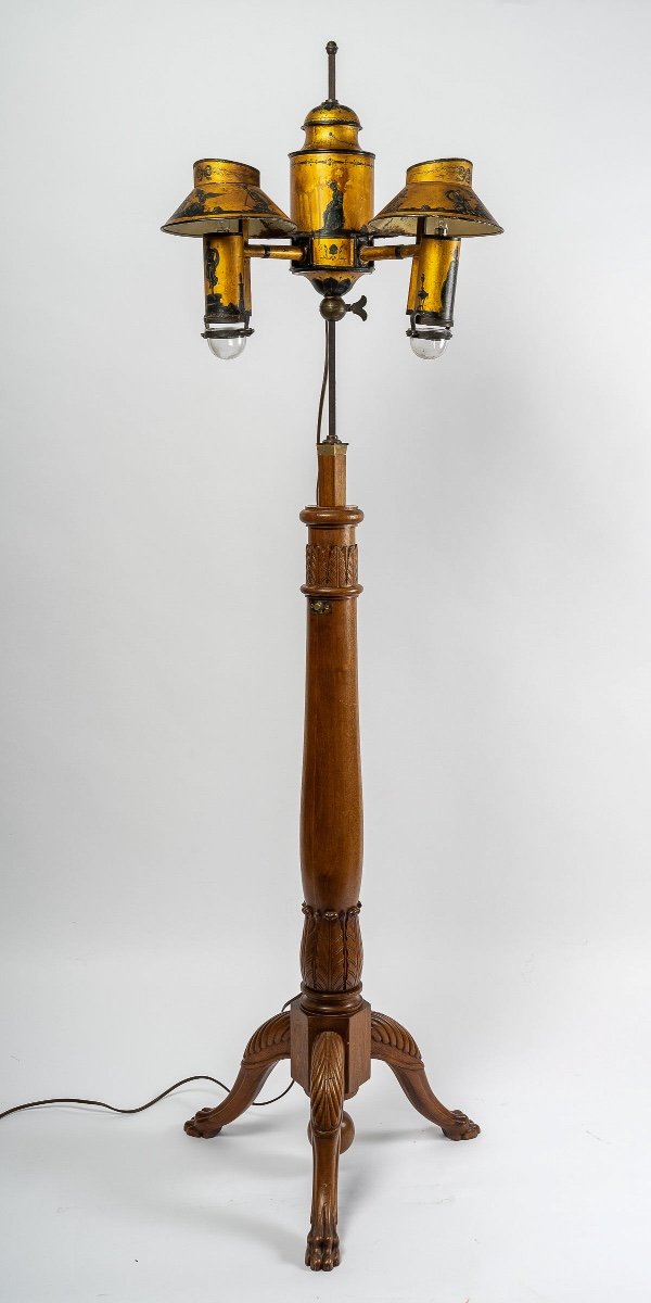 Lampe à Quinquet Montée Sur Piétement En Acajou époque Empire Vers 1810-photo-6