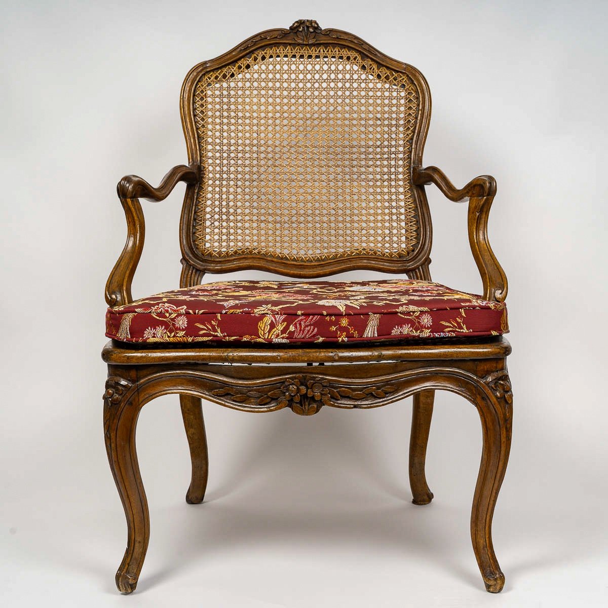 Pierre Nogaret - Louis XV Period Moulded And Carved Walnut Cane Armchair Circa 1765-photo-2