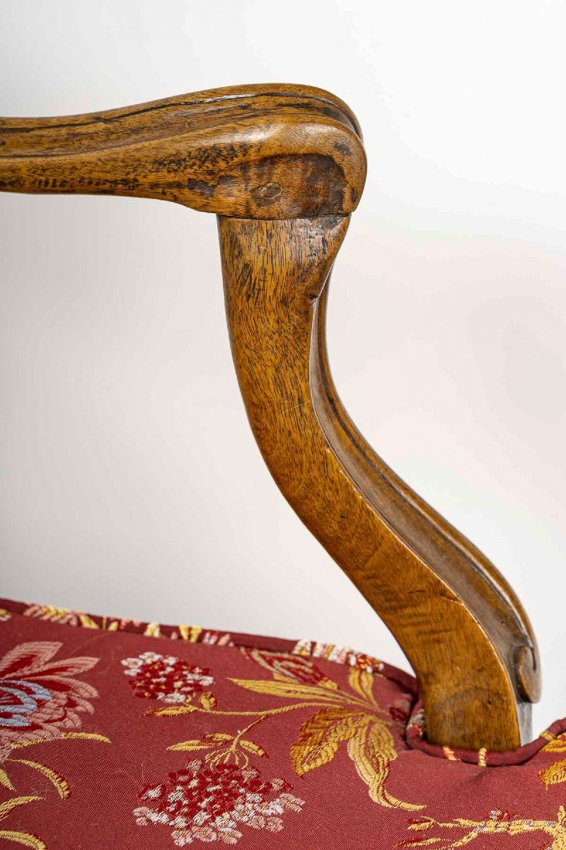 Pierre Nogaret - Louis XV Period Moulded And Carved Walnut Cane Armchair Circa 1765-photo-1