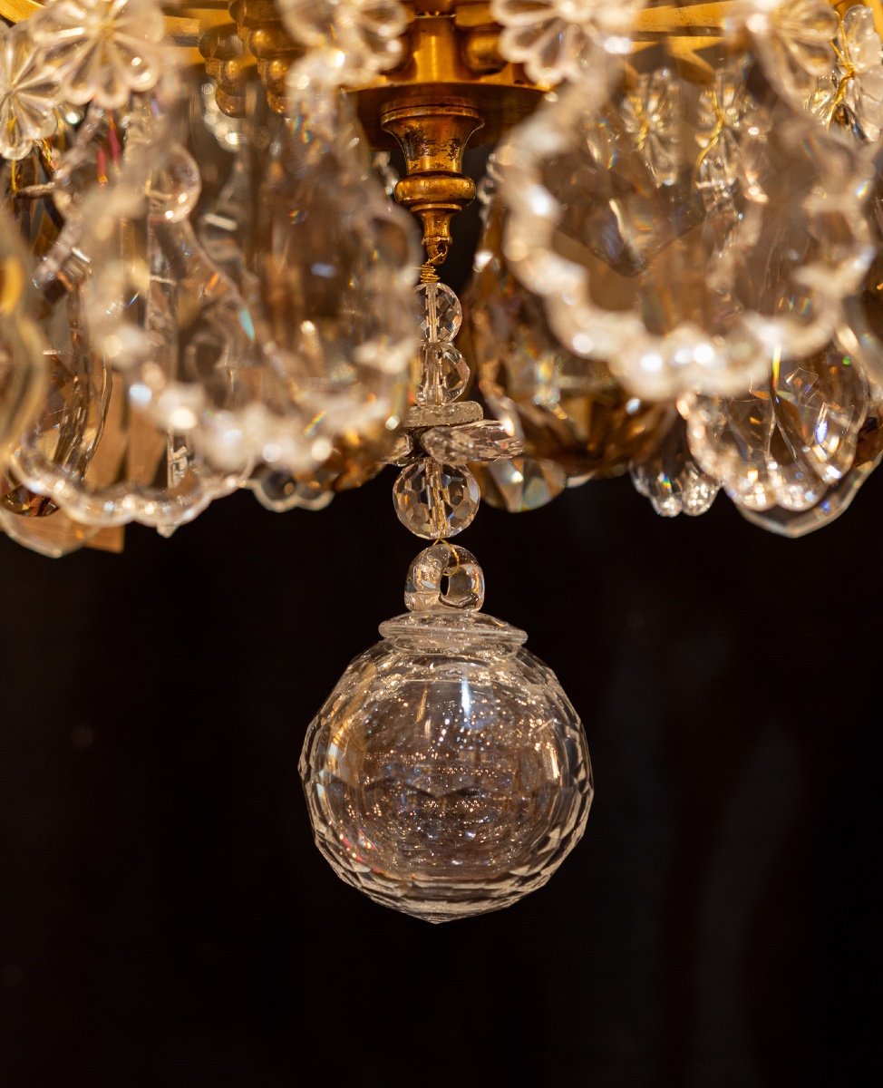 Lustre De Style Louis XV En Bronze Doré Et Décor De Cristal Taillé Signé Par La Maison Baccarat-photo-6