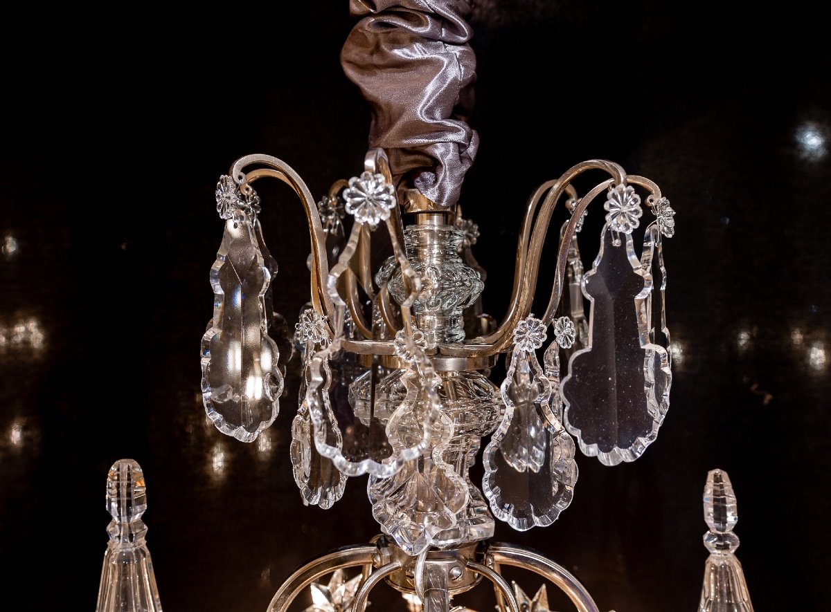 Henri Vian (1860-1905) - Louis XVI Style Silvered Bronze Chandelier Circa 1890 -photo-2