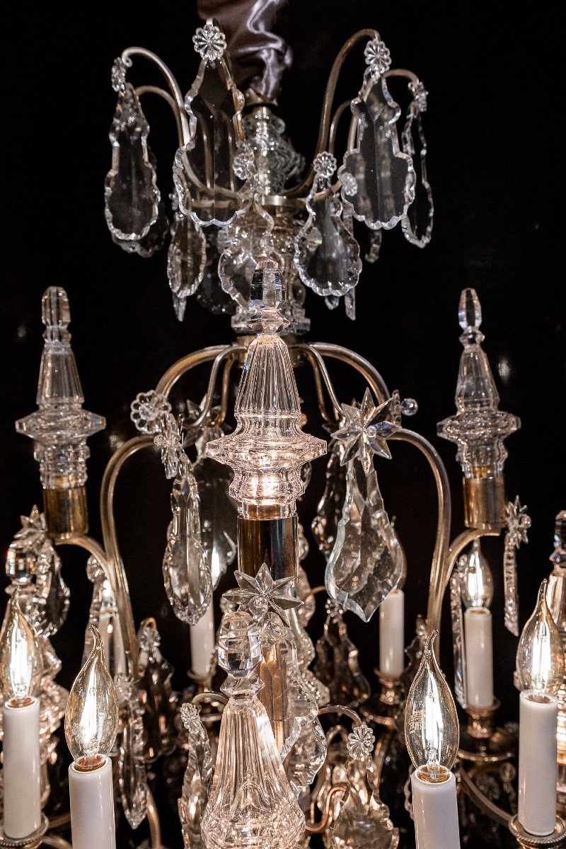 Henri Vian (1860-1905) - Louis XVI Style Silvered Bronze Chandelier Circa 1890 -photo-4