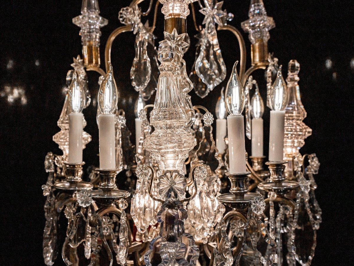 Henri Vian (1860-1905) - Louis XVI Style Silvered Bronze Chandelier Circa 1890 -photo-2