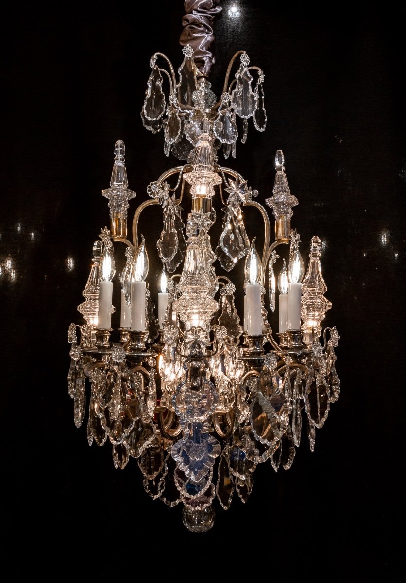 Henri Vian (1860-1905) - Louis XVI Style Silvered Bronze Chandelier Circa 1890 -photo-8