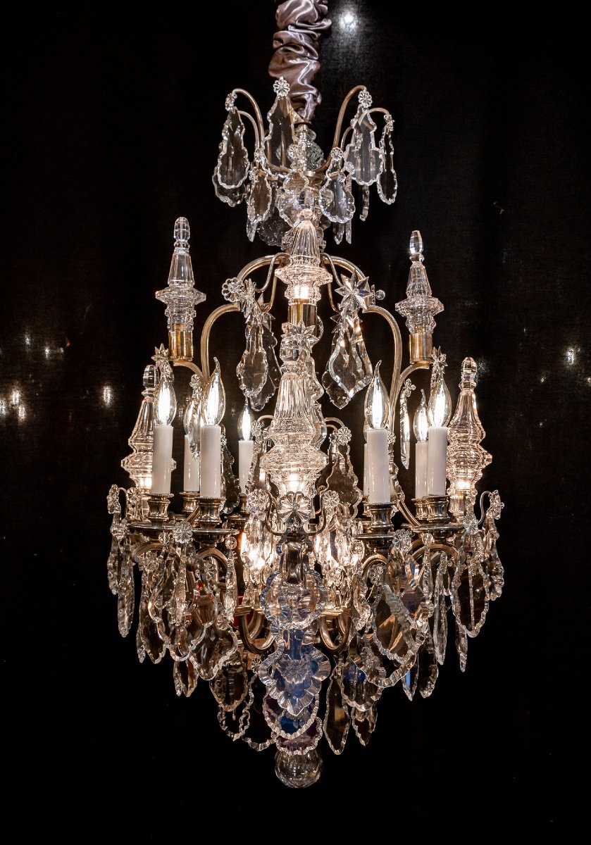 Henri Vian (1860-1905) - Louis XVI Style Silvered Bronze Chandelier Circa 1890 