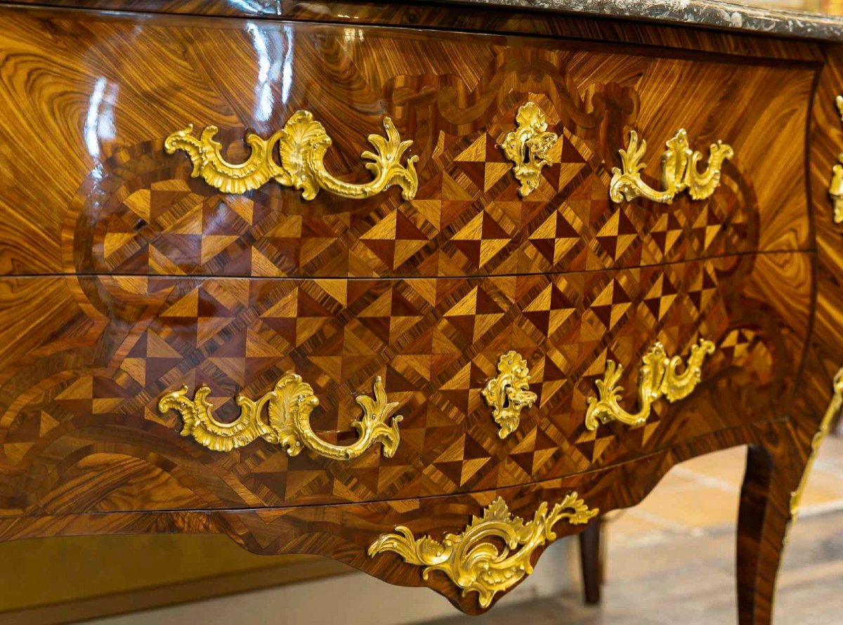 Gilles Joubert And Roger Vandercruse Known As Lacroix Marquetry Chest Of Drawers Circa 1755-photo-4