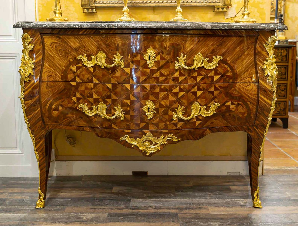 Gilles Joubert And Roger Vandercruse Known As Lacroix Marquetry Chest Of Drawers Circa 1755-photo-5