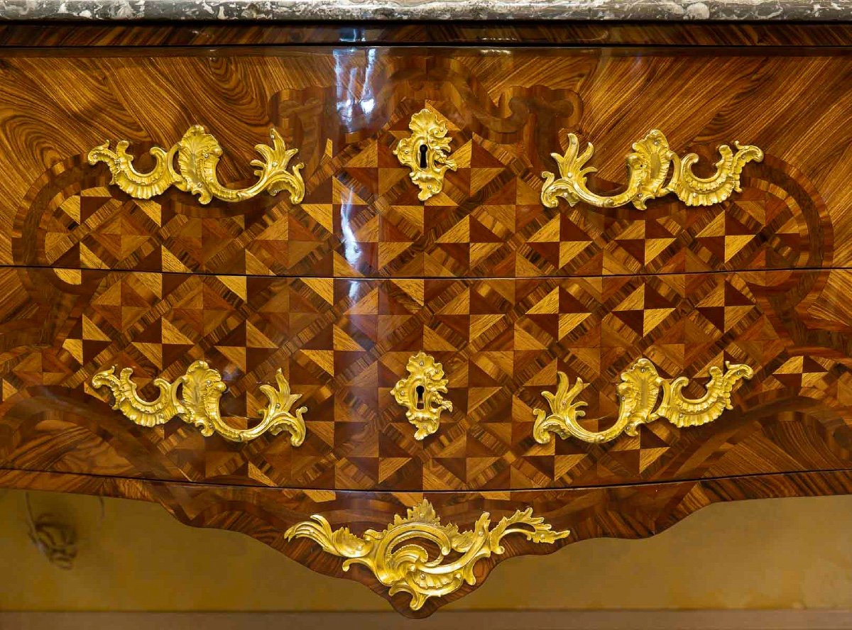 Gilles Joubert And Roger Vandercruse Known As Lacroix Marquetry Chest Of Drawers Circa 1755-photo-6