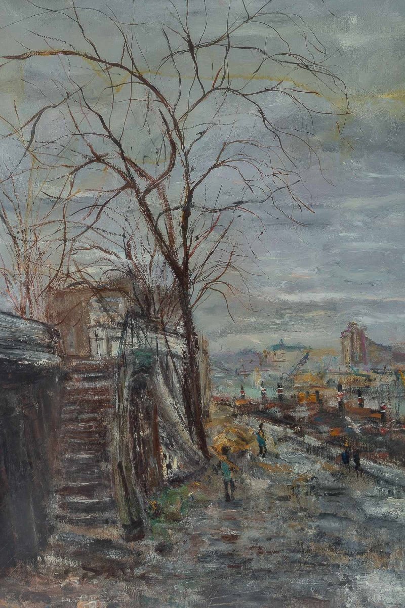 Serge Belloni (1925-2005) les Quais De Seine à Paris Huile Sur Toile Vers 1960-photo-4