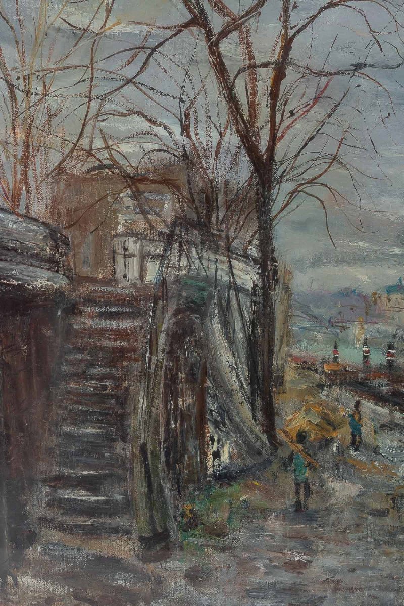 Serge Belloni (1925-2005) les Quais De Seine à Paris Huile Sur Toile Vers 1960-photo-1