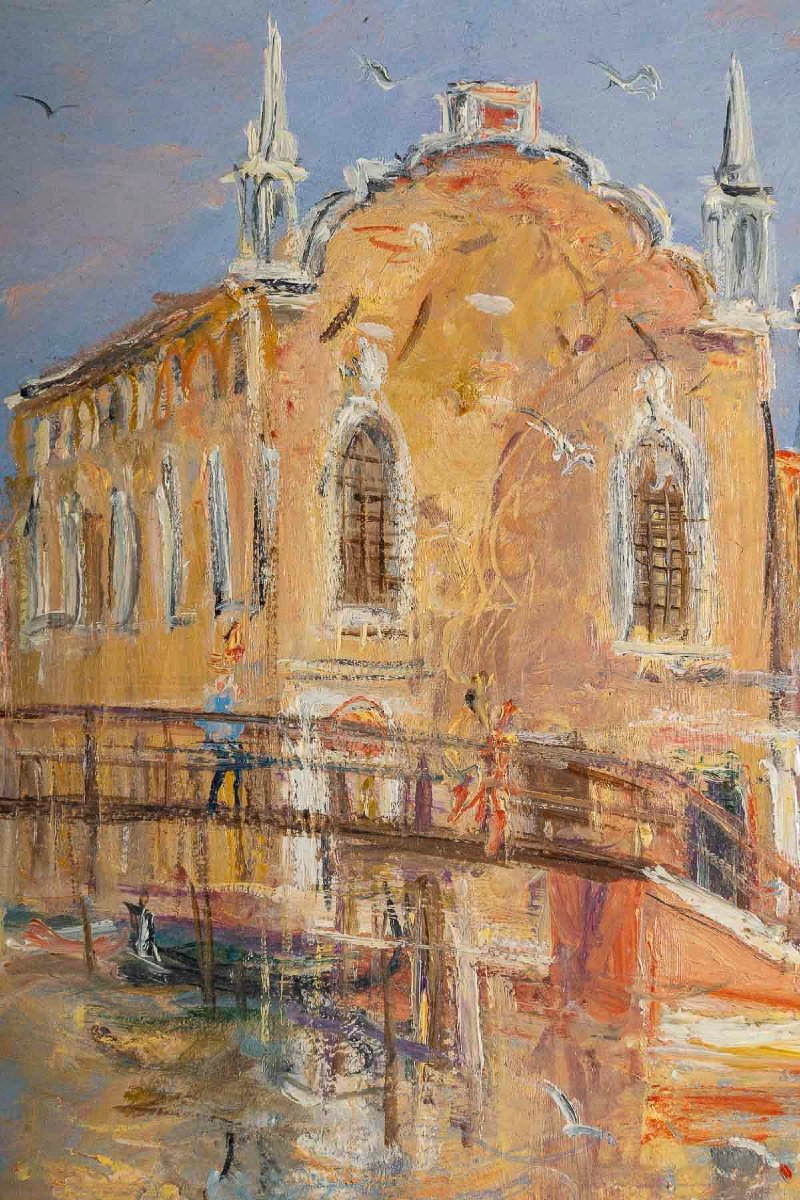 Serge Belloni (1925-2005) - View Of La Chiesetta Dell'abbazia Della Misericordia Oil Circa 1990-photo-4