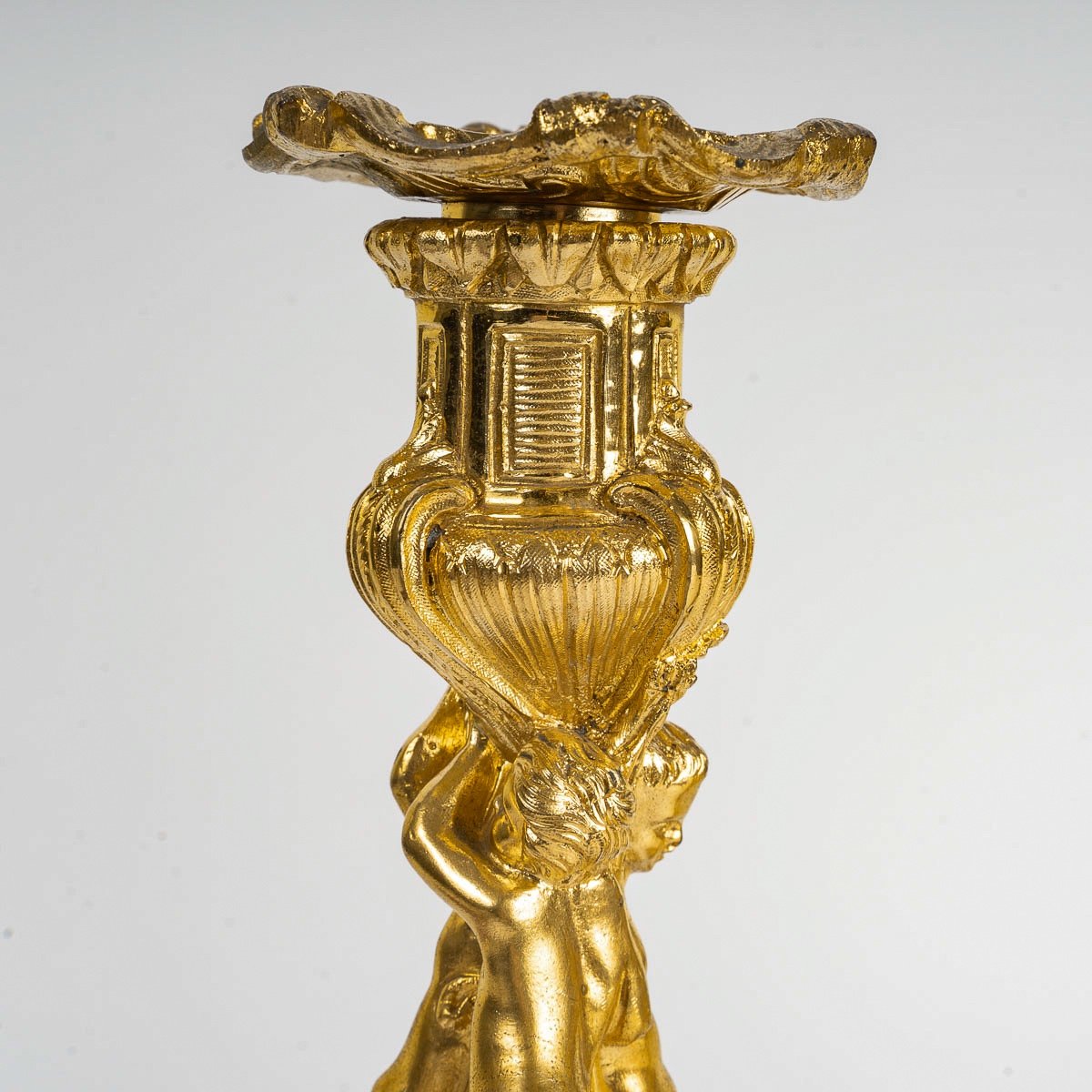 After Juste-aurèle Meissonnier Pair Of Gilt Bronze Candlesticks In The Louis XV Style-photo-3