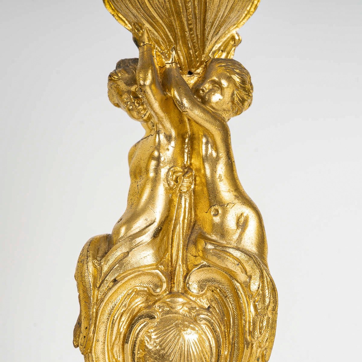 After Juste-aurèle Meissonnier Pair Of Gilt Bronze Candlesticks In The Louis XV Style-photo-1