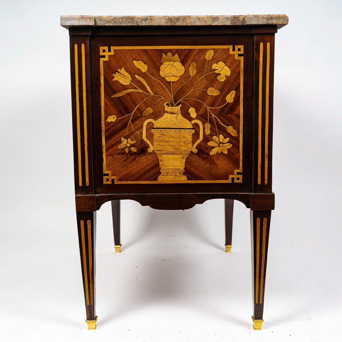 Commode Sauteuse à Ressaut à Marqueterie D’instruments De Musique, époque Louis XVI Vers 1780-photo-2