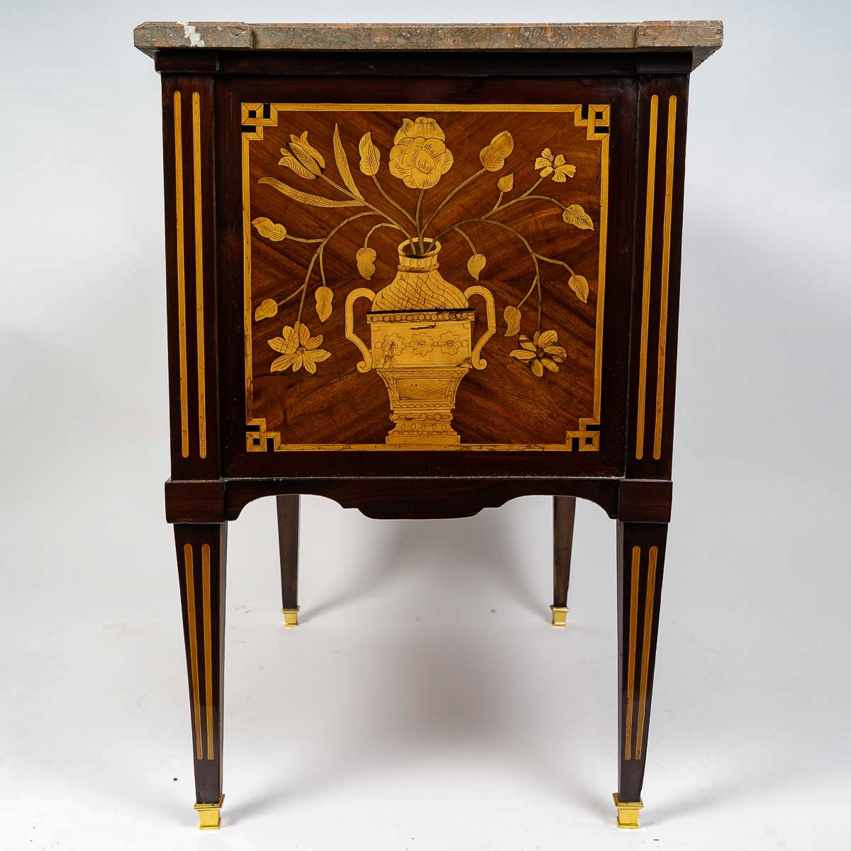 Commode Sauteuse à Ressaut à Marqueterie D’instruments De Musique, époque Louis XVI Vers 1780-photo-4