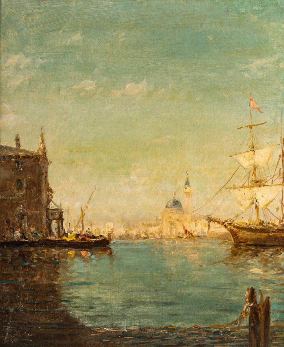 View Of Santa Maria Della Salute Oil On Canvas Circa 1890-photo-2