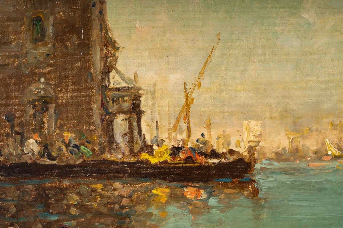 View Of Santa Maria Della Salute Oil On Canvas Circa 1890-photo-3