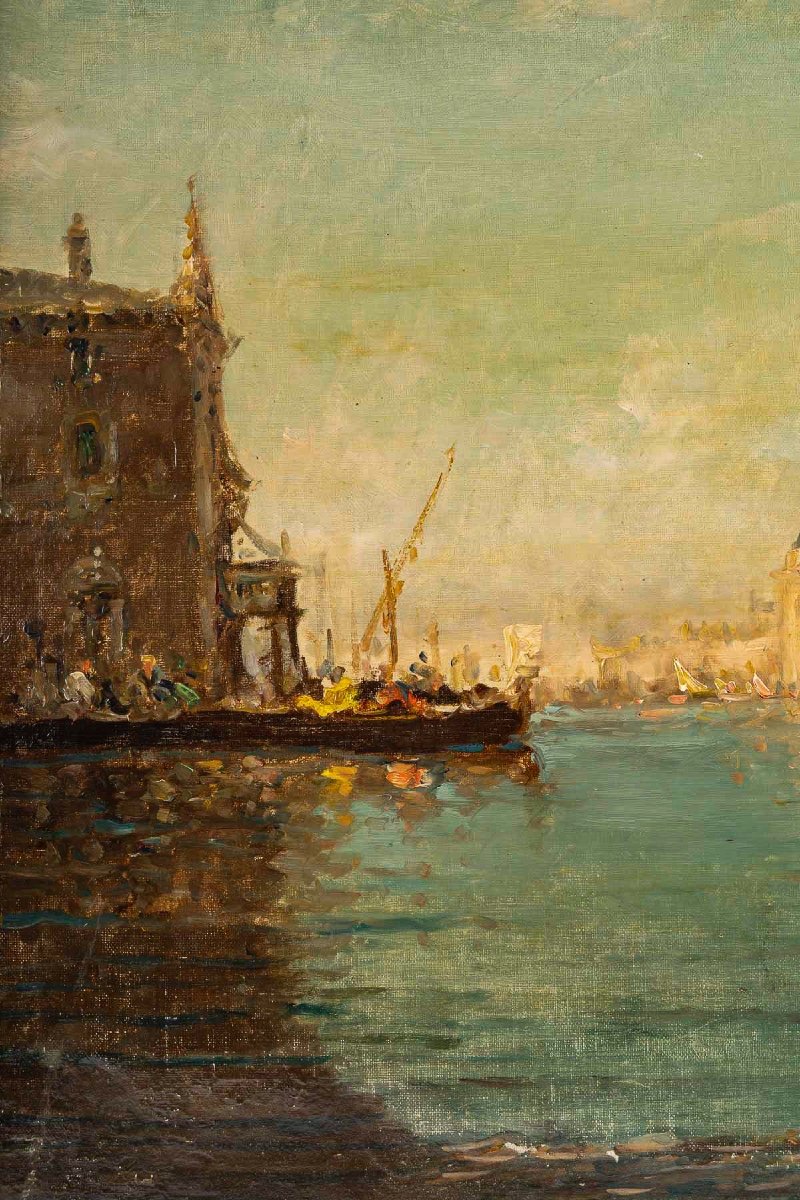 View Of Santa Maria Della Salute Oil On Canvas Circa 1890-photo-4