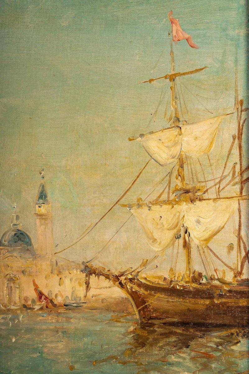 View Of Santa Maria Della Salute Oil On Canvas Circa 1890-photo-4