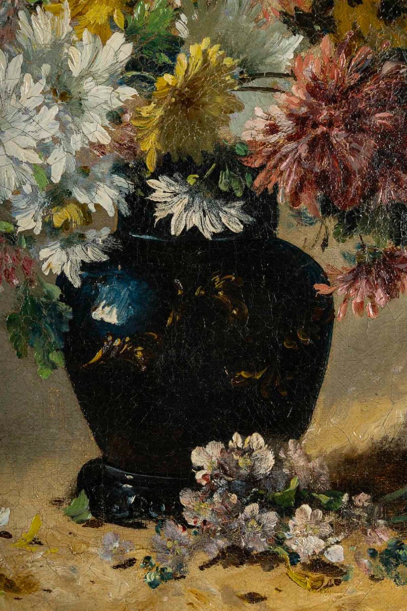 Eugène Henri Cauchois (1850-1911) Bouquet Of Daisies Oil On Canvas Circa 1890-photo-4