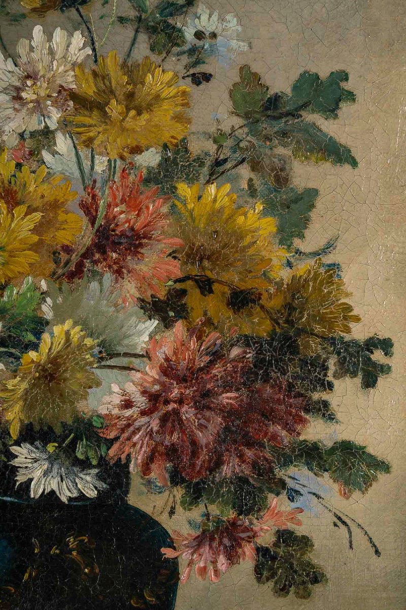 Eugène Henri Cauchois (1850-1911) Bouquet Of Daisies Oil On Canvas Circa 1890-photo-1