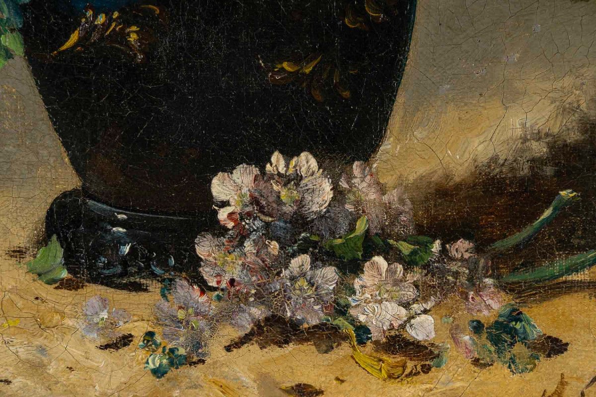 Eugène Henri Cauchois (1850-1911) Bouquet De Marguerites Huile Sur Toile Vers 1890-photo-4