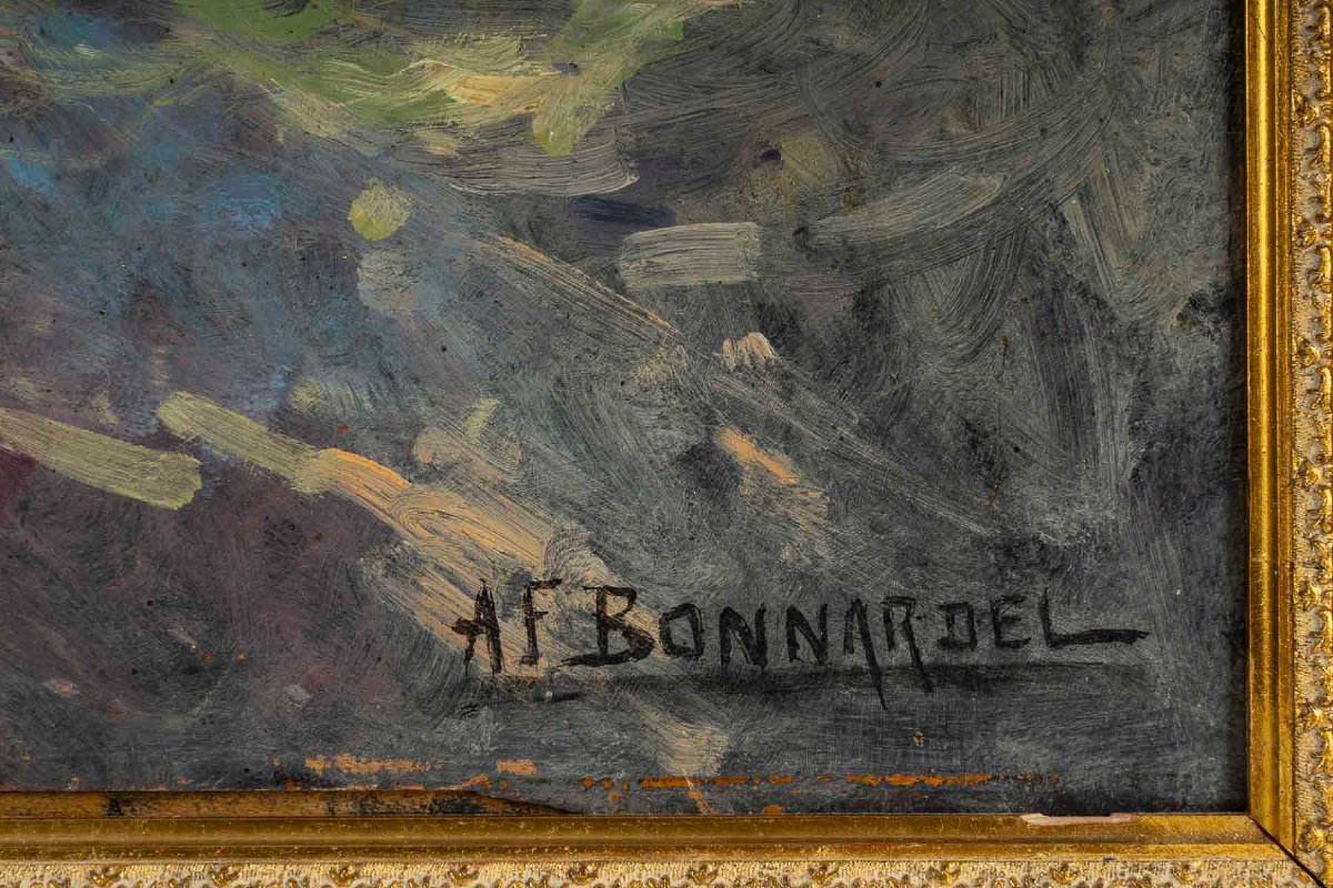 Alexandre François Bonnardel (1867-1942) The Rose Branch Oil On Wood Circa 1900-photo-3