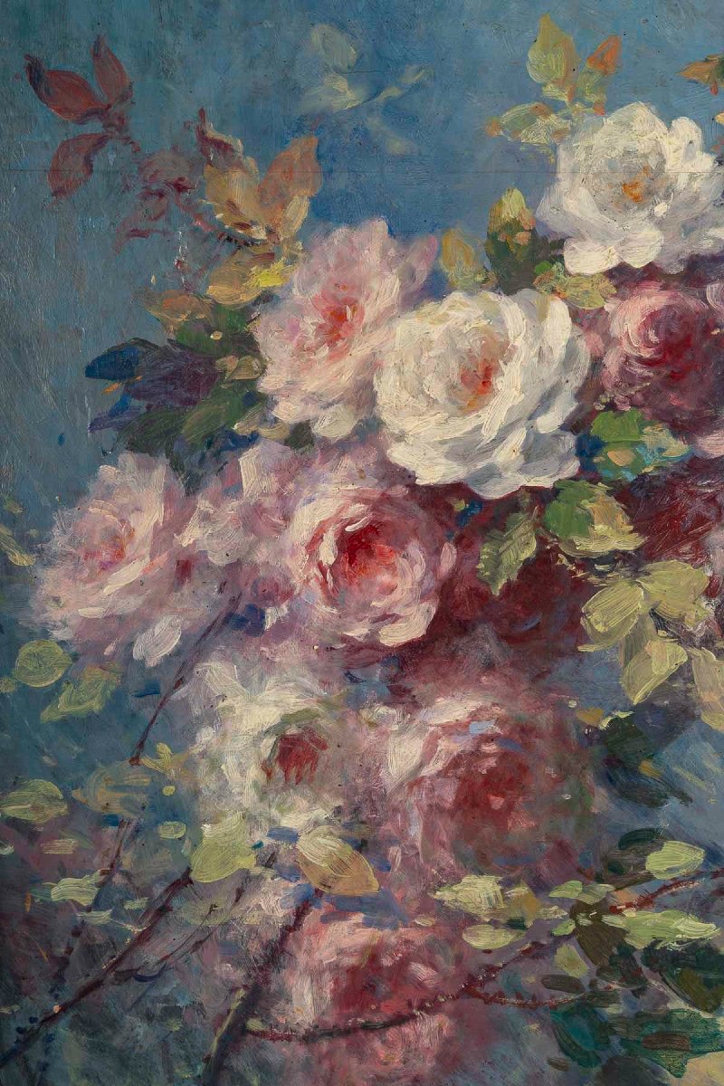 Alexandre François Bonnardel (1867-1942) The Rose Branch Oil On Wood Circa 1900-photo-4