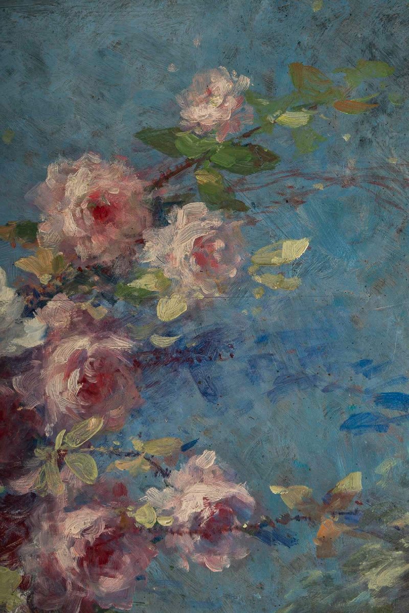 Alexandre François Bonnardel (1867-1942) The Rose Branch Oil On Wood Circa 1900-photo-1