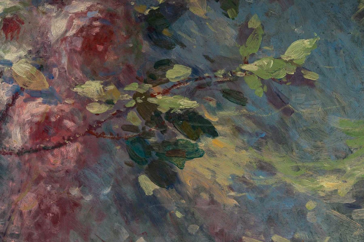 Alexandre François Bonnardel (1867-1942) The Rose Branch Oil On Wood Circa 1900-photo-3