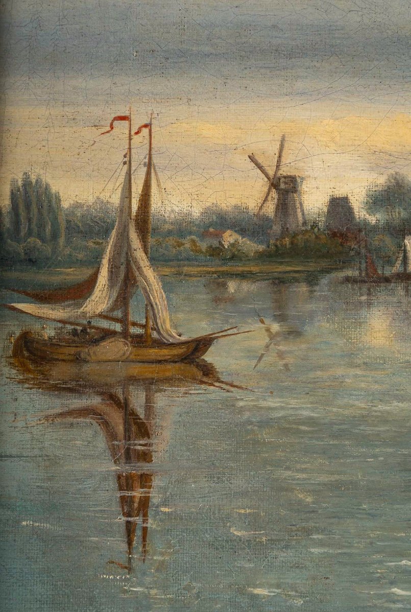 Joachim Hierschel De Minerbi (1834-1905) Vue De La Grote Kerk De Dordrecht Huile Sur Toile-photo-2